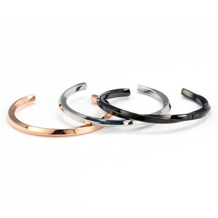 Fashion men jewelry stainless steel black screw bar shaped cuff bangle bracelet