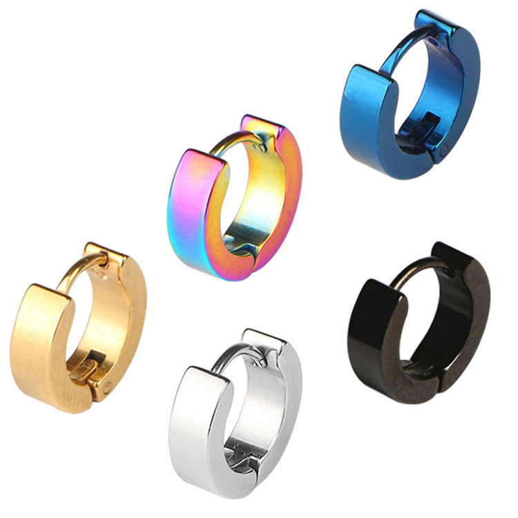 Stainless Steel 4*9MM Trendy Stud Hoop Earrings No Fade Gold Plated Statement Earring Gold Stud Earrings for Women Men Jewelry