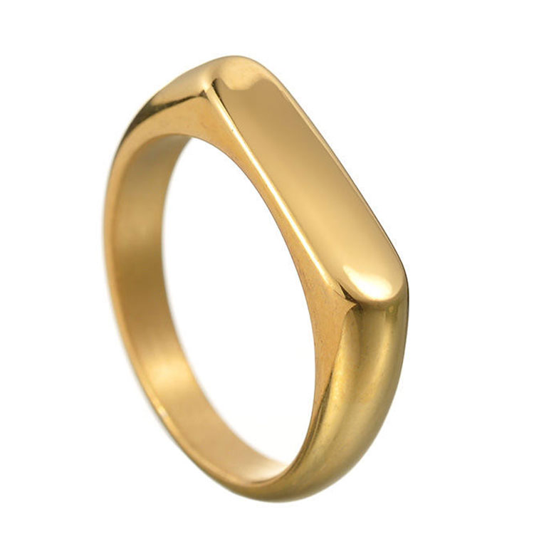 Custom Engraved Logo Designs Wedding Jewelry Laser Brand Logo Gold Plated Stainless Steel Rings