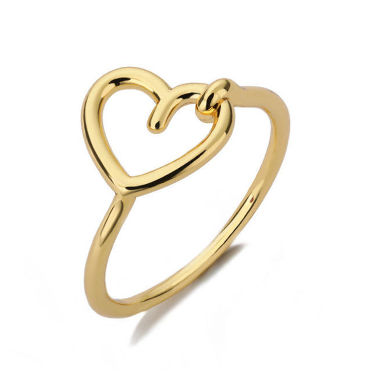 Custom stainless steel silver rings gold plated wedding engagement heart rings rings jewelry women