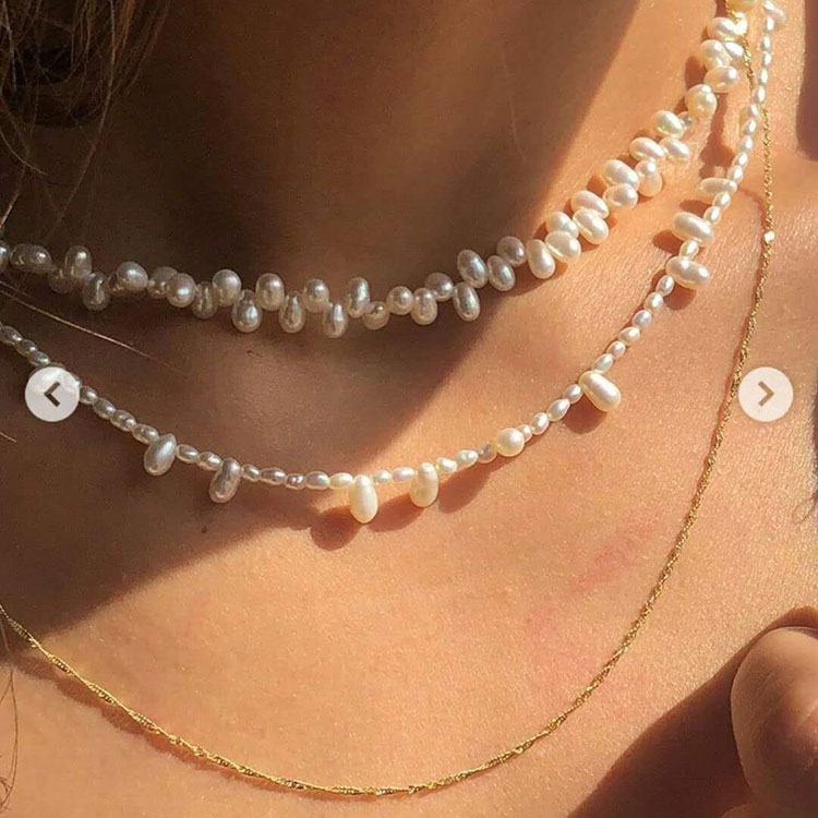 Special Simple Full Tiny Beads Natural Freshwater Women Pearl Choker Chain Necklace